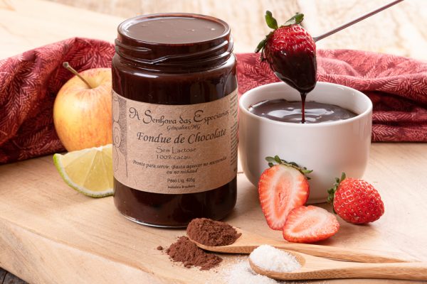 Fondue de chocolate, fabricado por A Senhora das Especiarias, localizada em Gonçalves e comercializado na loja virtual de e-Especiarias.